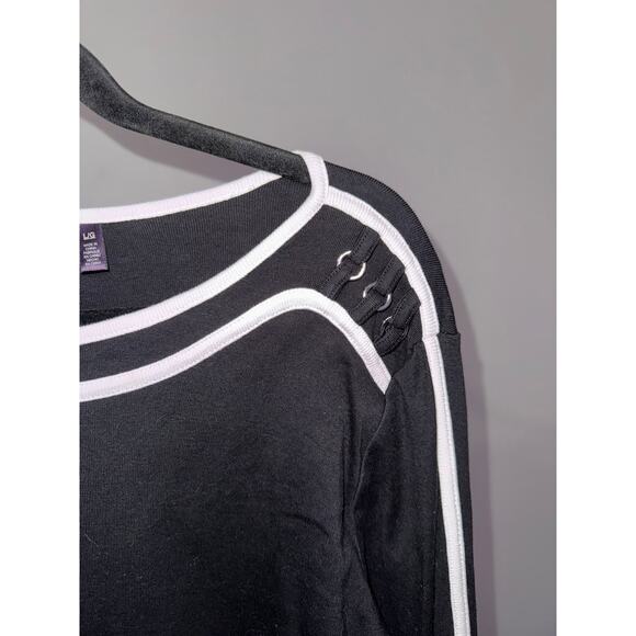 Rafaella Black and White Long Sleeve Top - Picture 2 of 3